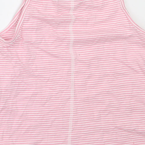Matalan Girls Pink Striped Cotton Basic Tank Size 8 Years Round Neck
