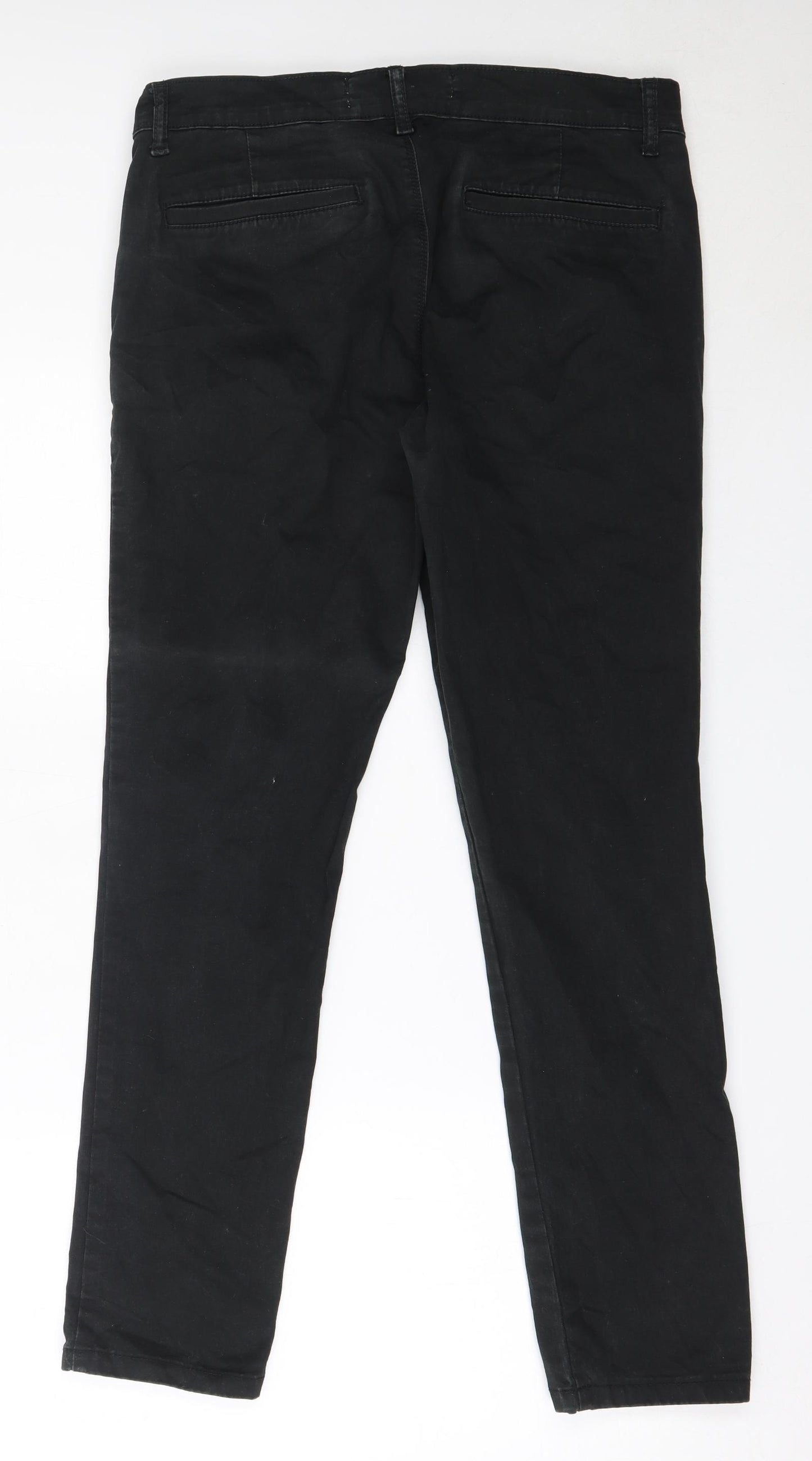 Topman Mens Black  Cotton Chino Trousers Size 34 in L30 in Regular