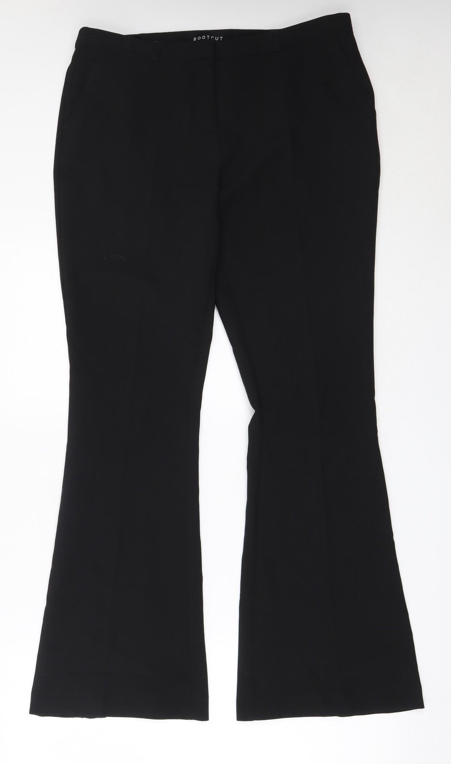 Peacocks Womens Black  Polyester Trousers  Size 12 L30.5 in Regular