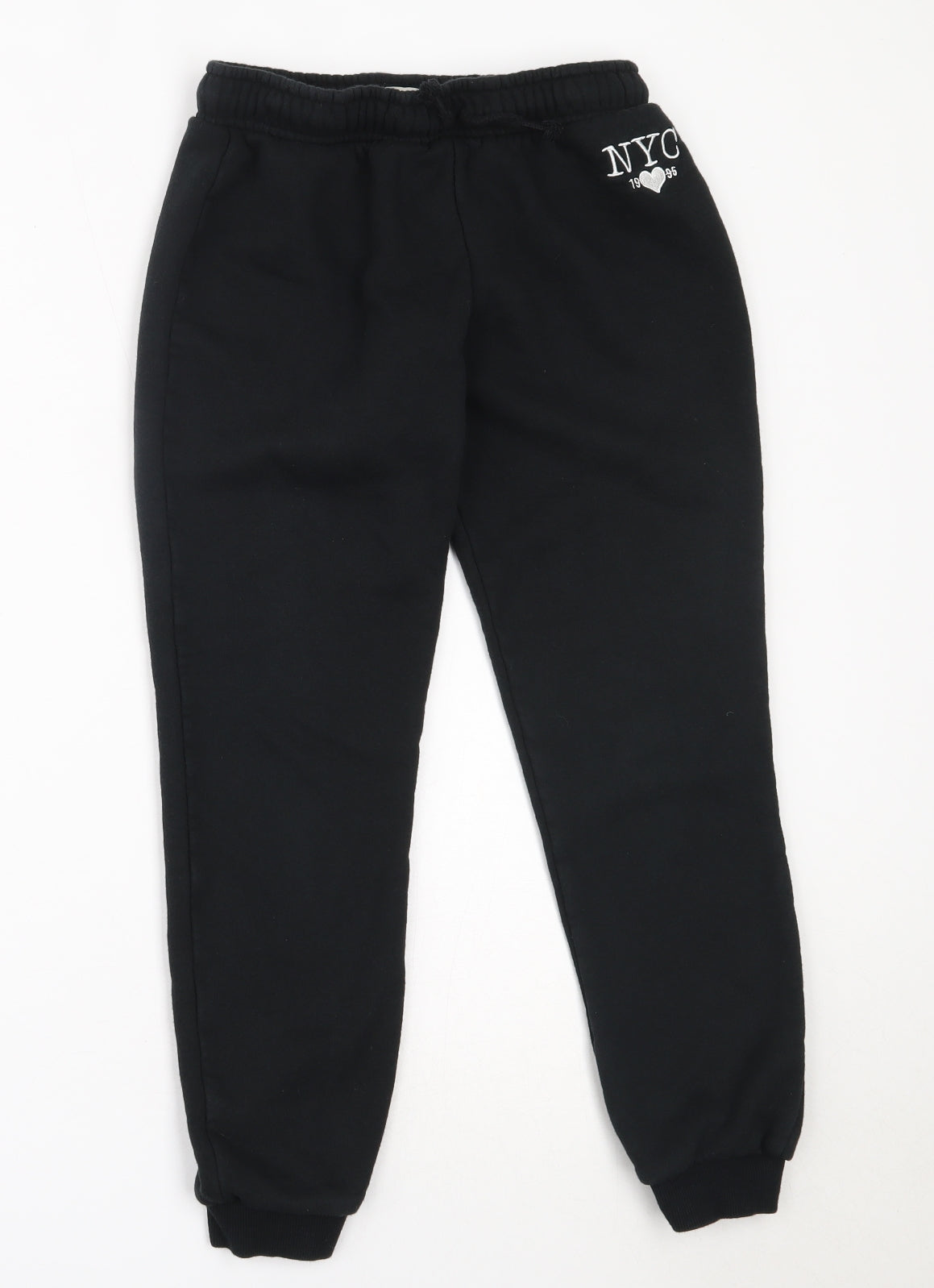 F&F Girls Black  Cotton Jogger Trousers Size 11-12 Years  Regular