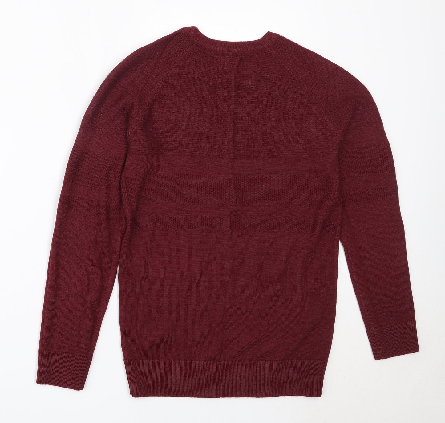 F&F Boys Red Round Neck  Acrylic Pullover Jumper Size 10-11 Years
