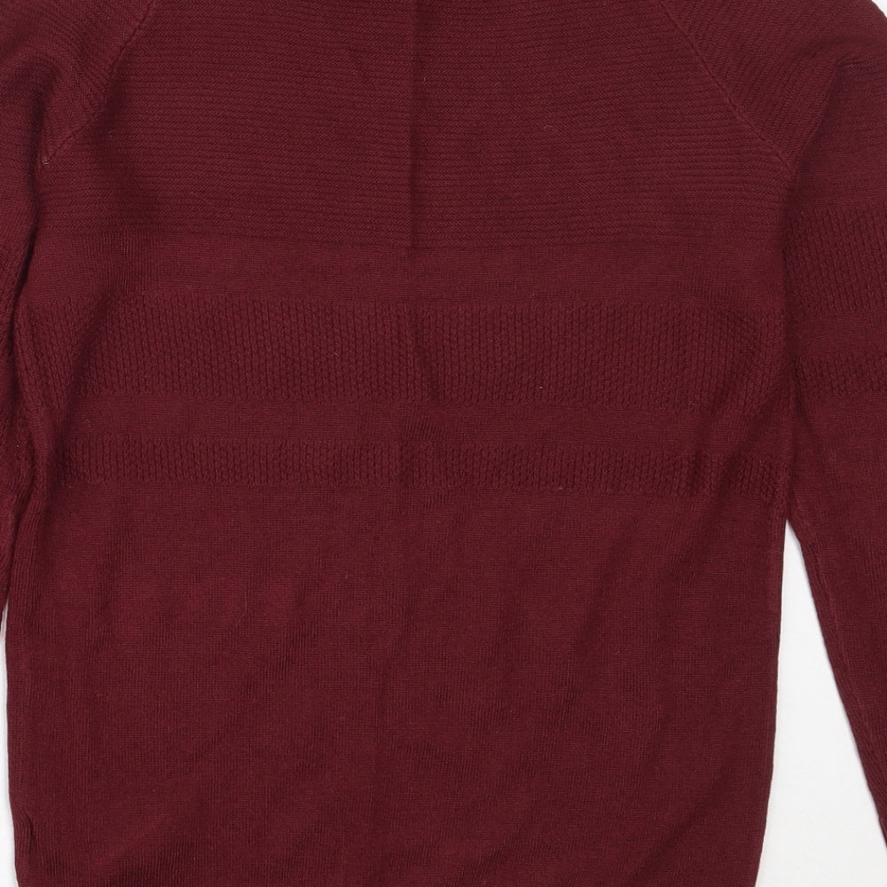 F&F Boys Red Round Neck  Acrylic Pullover Jumper Size 10-11 Years