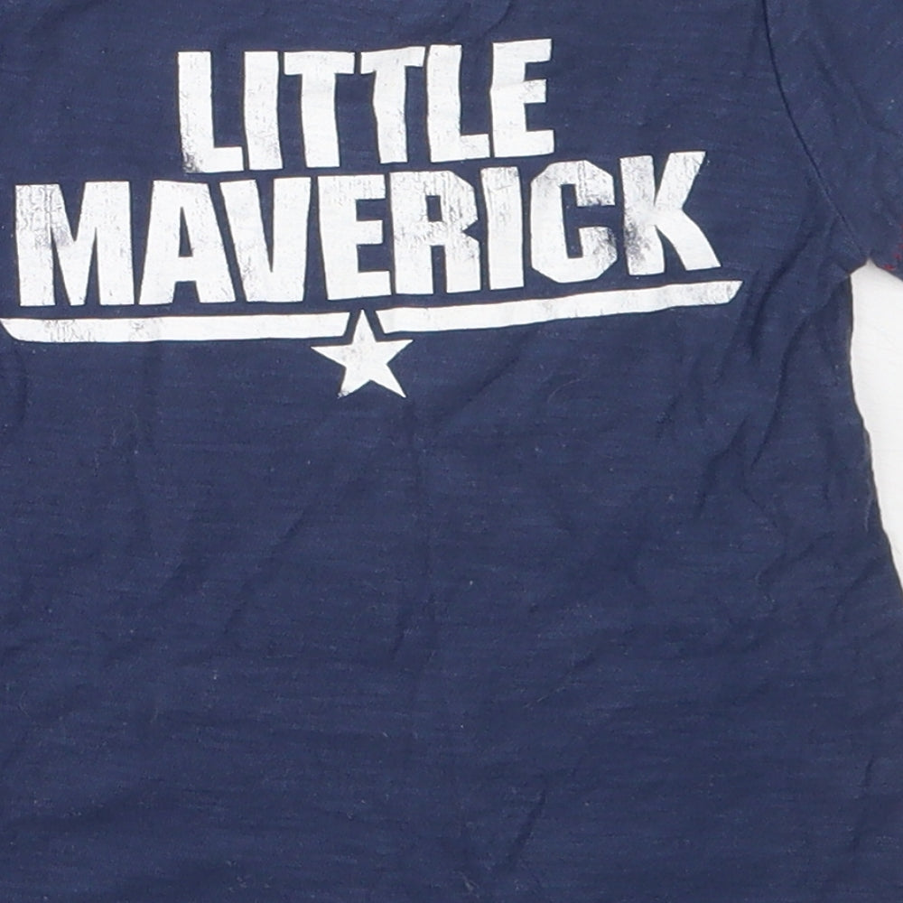 NEXT Boys Blue  Cotton Basic T-Shirt Size 12-18 Months Round Neck  - Top Gun