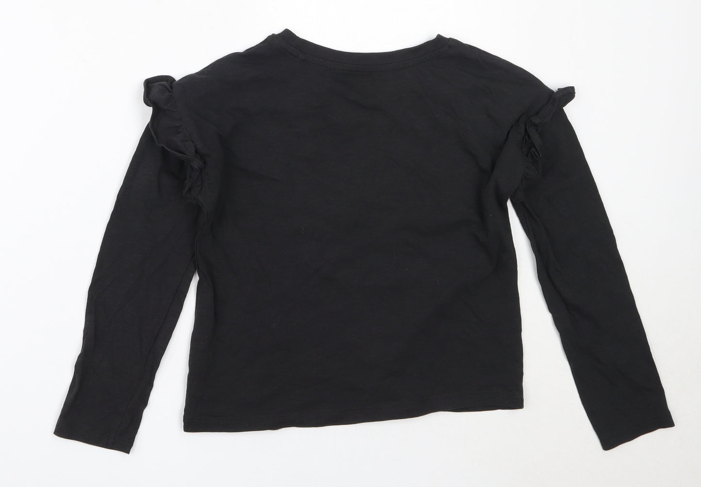 TU Girls Black  Cotton Basic T-Shirt Size 8 Years Round Neck