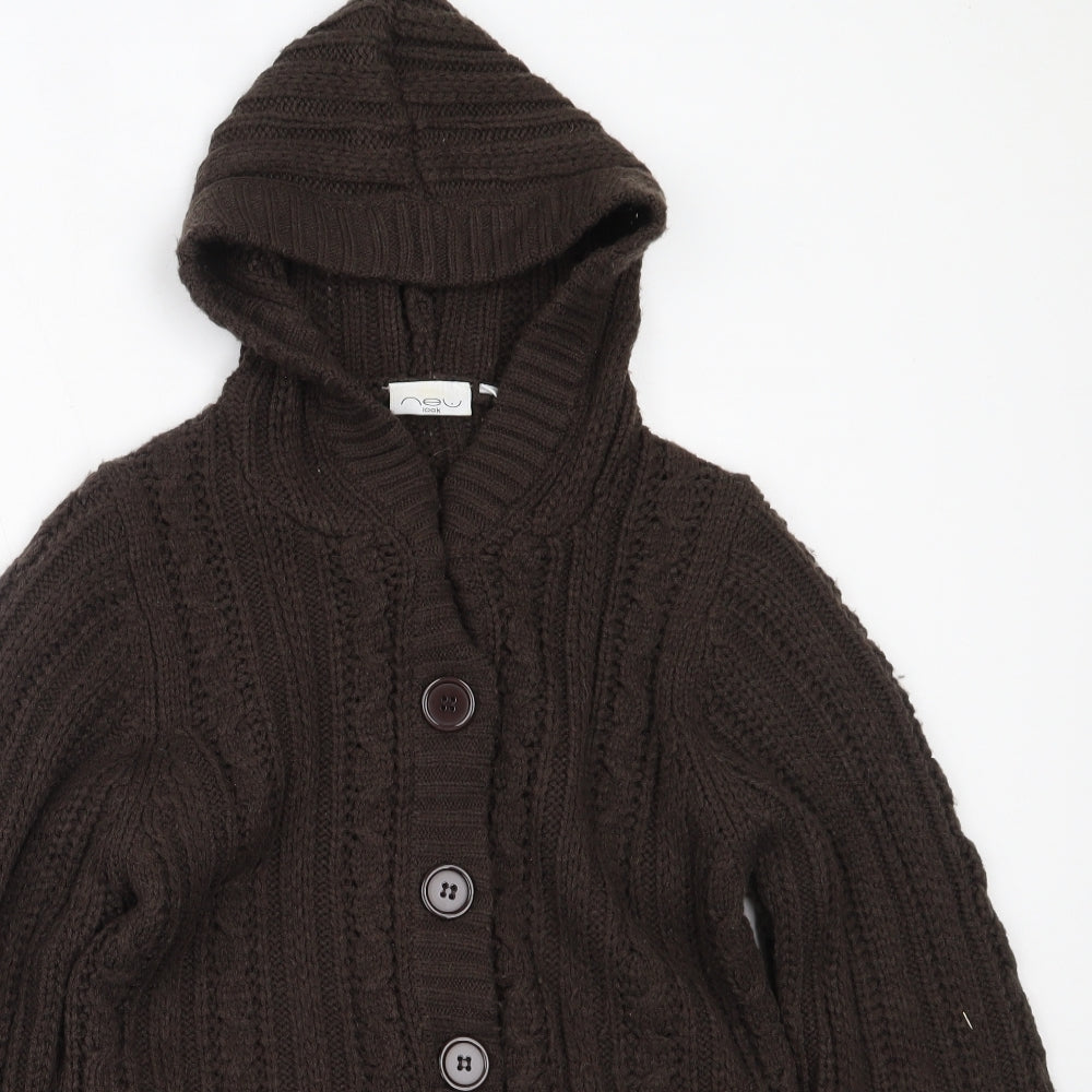 New Look Womens Brown Round Neck  Acrylic Cardigan Jumper Size 14