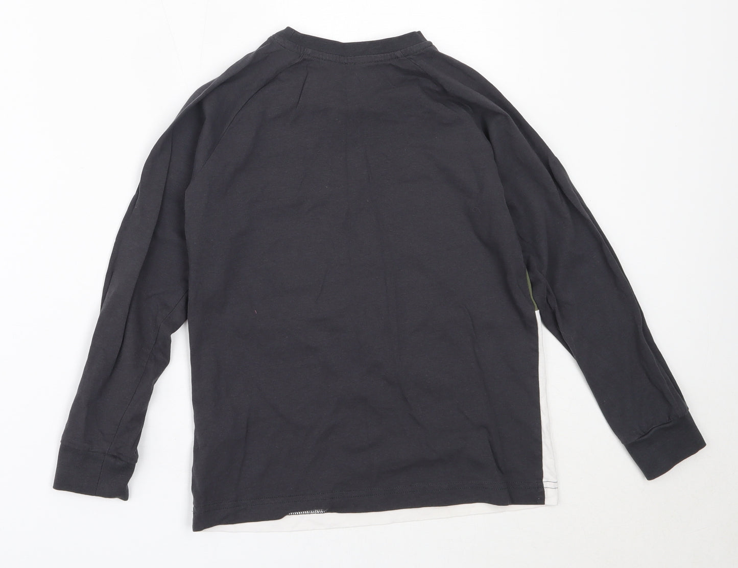 Matalan Boys Grey Colourblock Cotton Basic T-Shirt Size 11 Years Round Neck