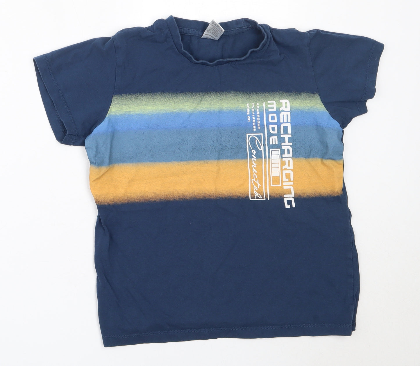 Preworn Boys Blue  Cotton Basic T-Shirt Size 10-11 Years Round Neck