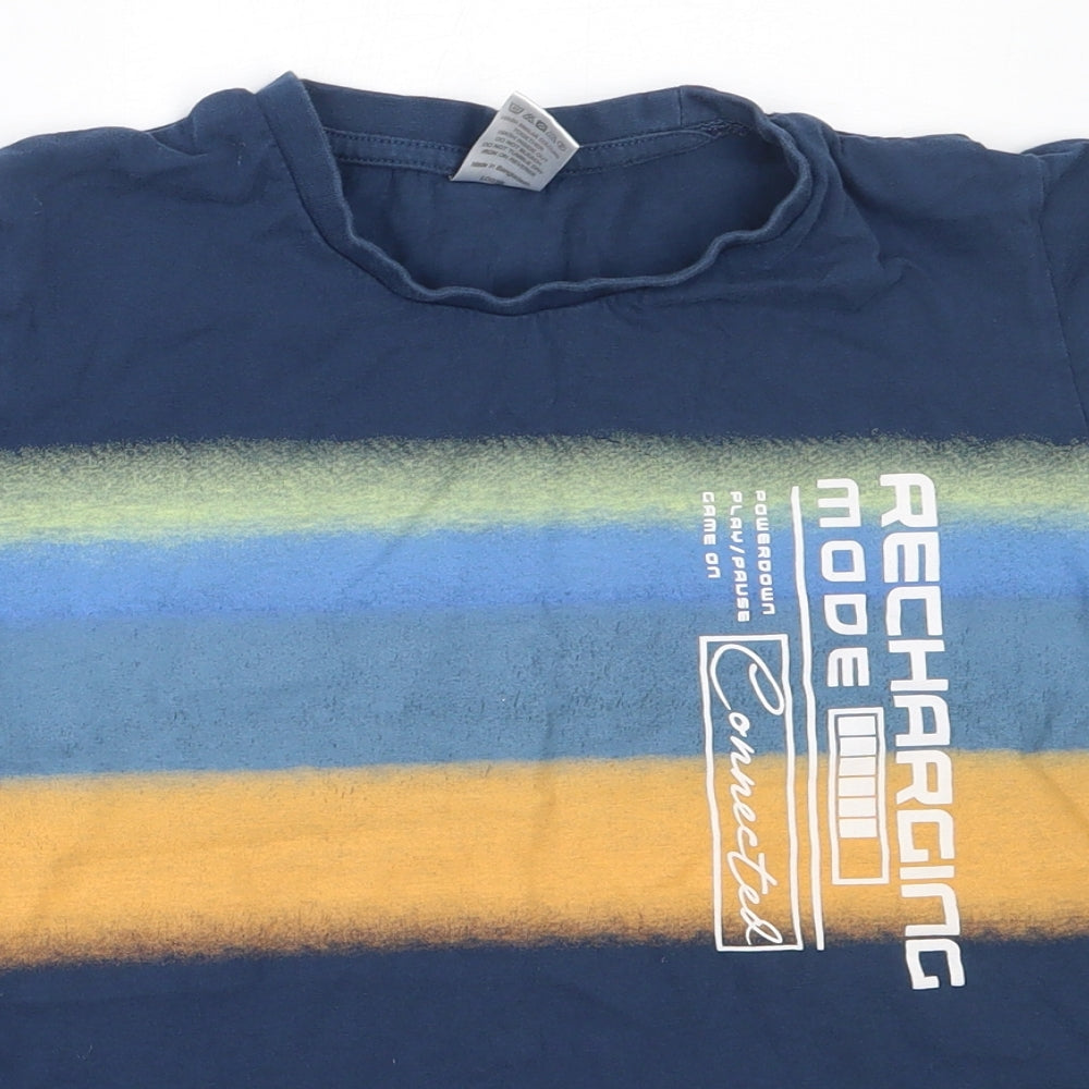 Preworn Boys Blue  Cotton Basic T-Shirt Size 10-11 Years Round Neck
