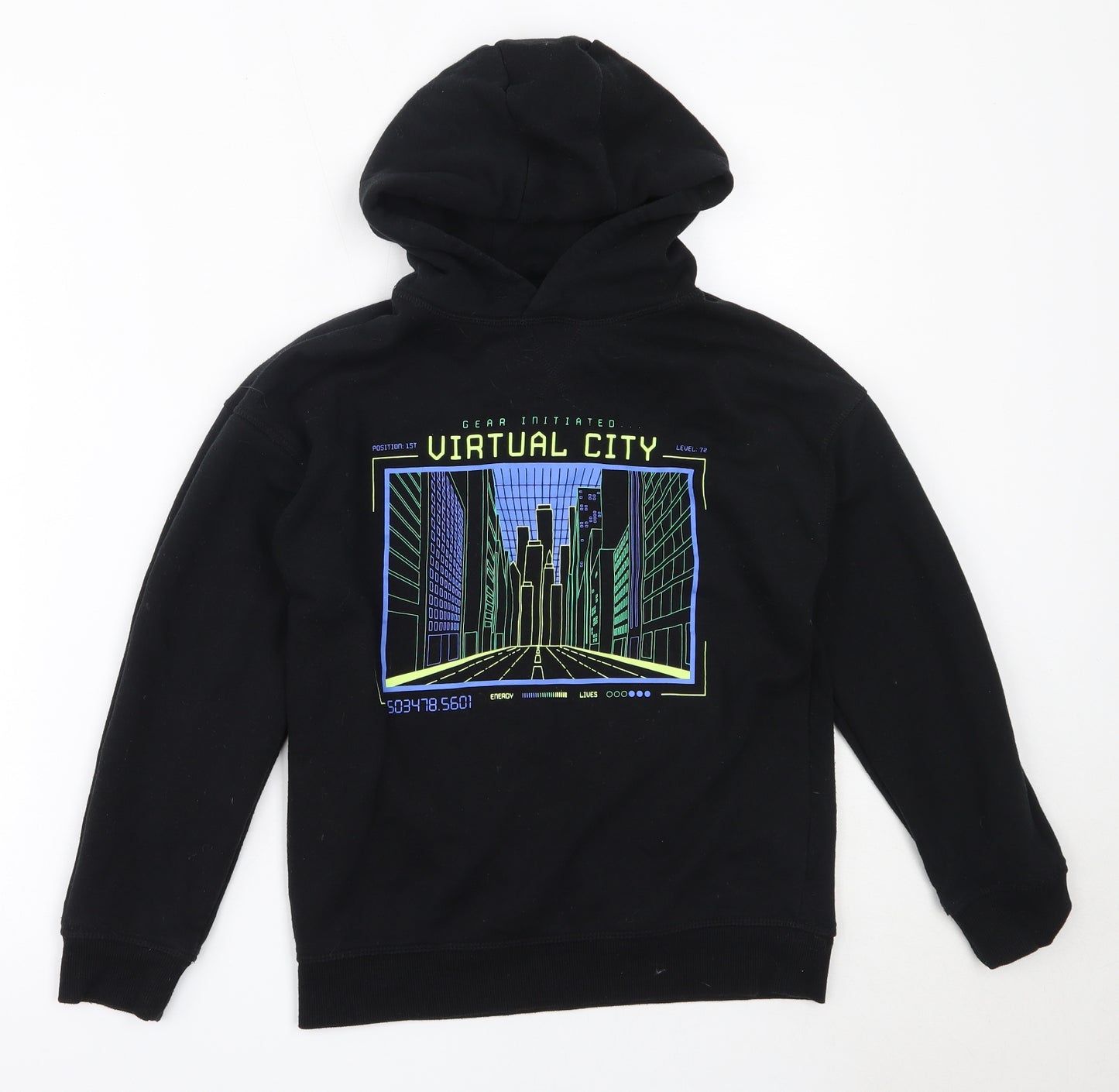 Primark Boys Black  Cotton Pullover Hoodie Size 10-11 Years