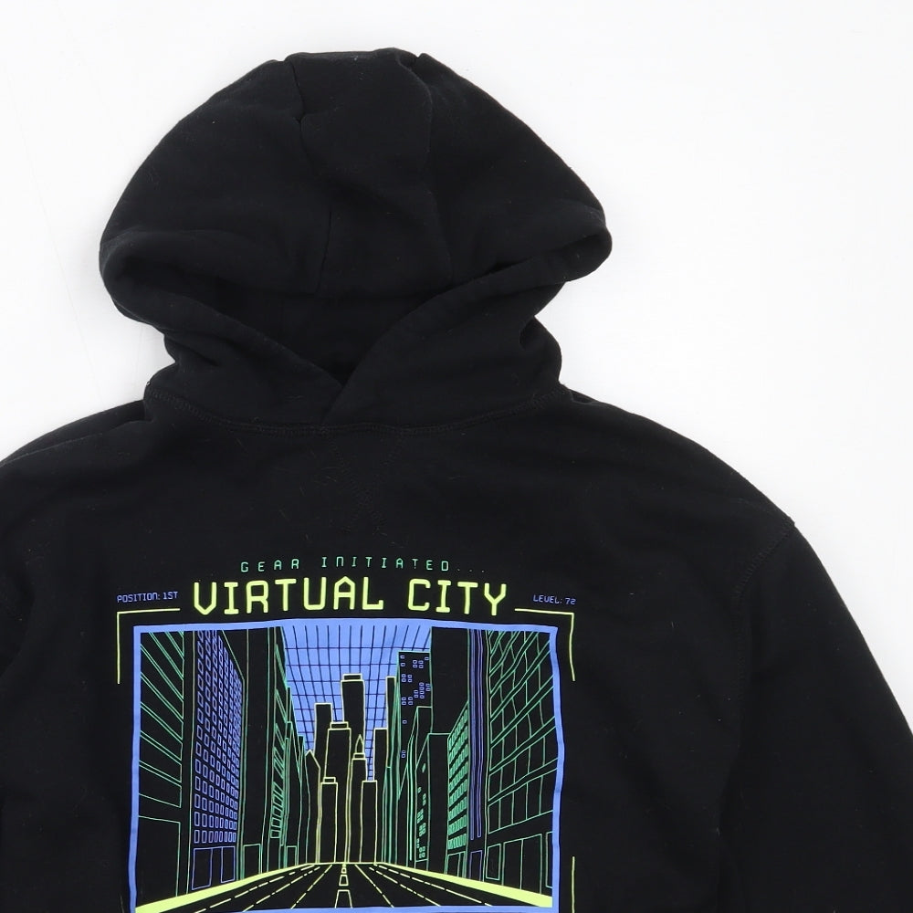 Primark Boys Black  Cotton Pullover Hoodie Size 10-11 Years