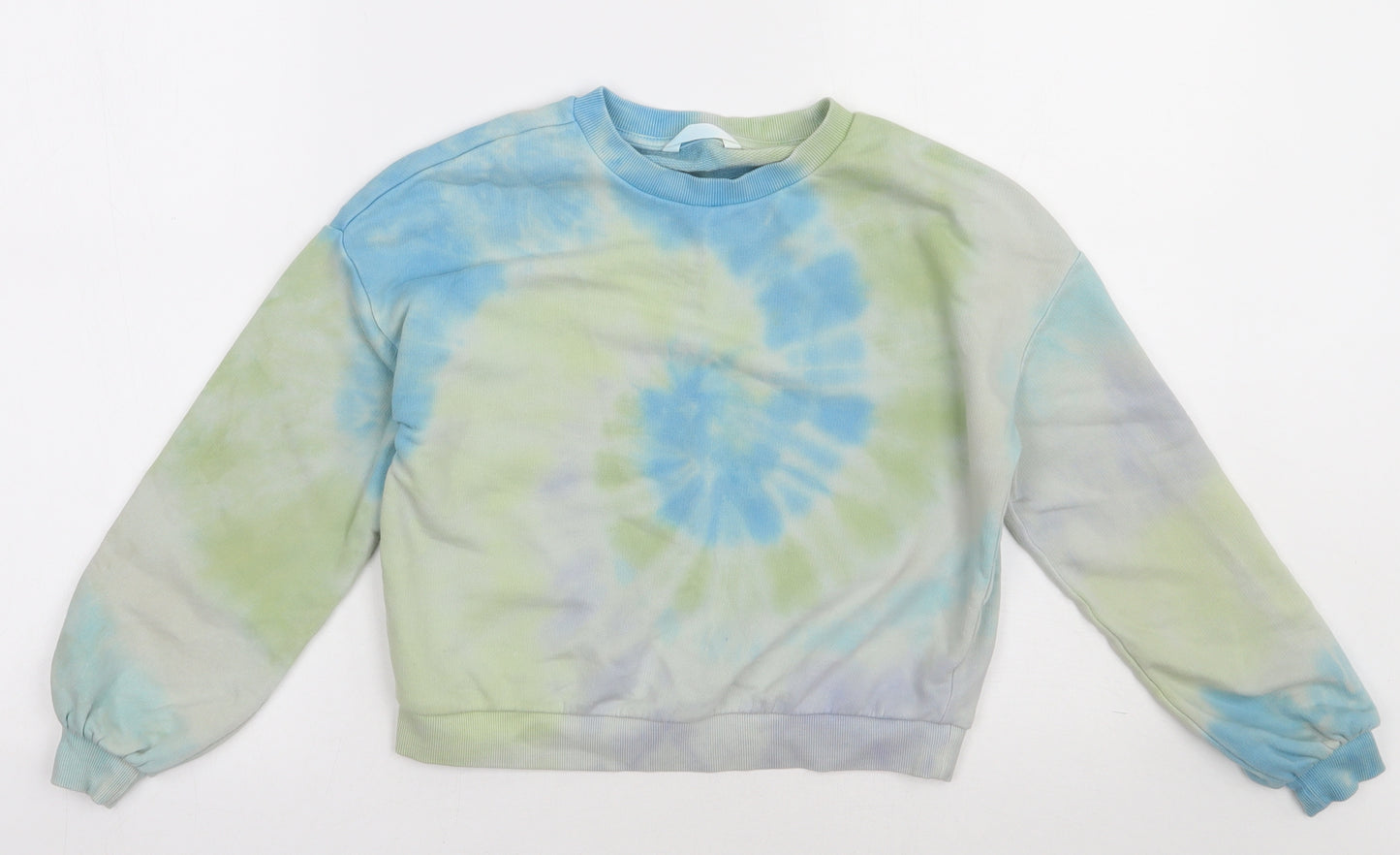 Marks and Spencer Girls Blue  Cotton Pullover Sweatshirt Size 9-10 Years  Pullover - ombre