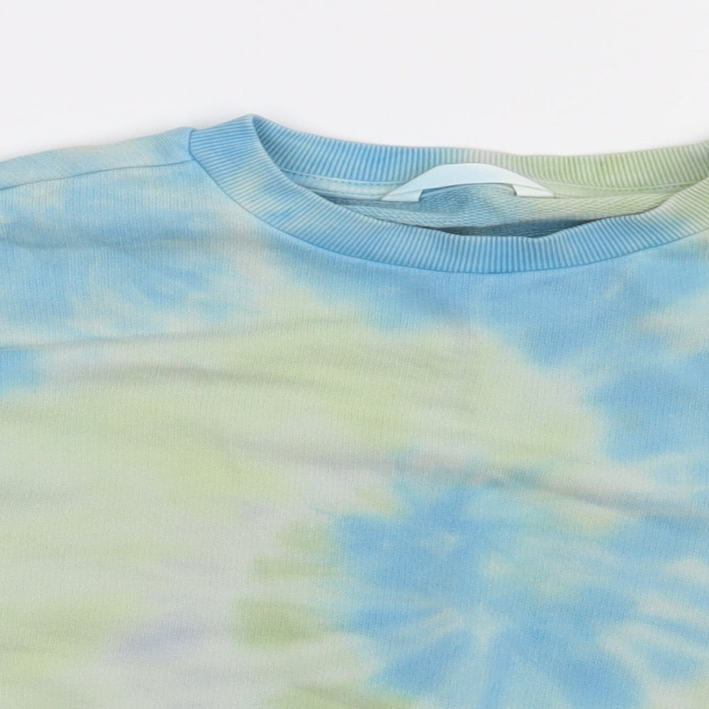 Marks and Spencer Girls Blue  Cotton Pullover Sweatshirt Size 9-10 Years  Pullover - ombre