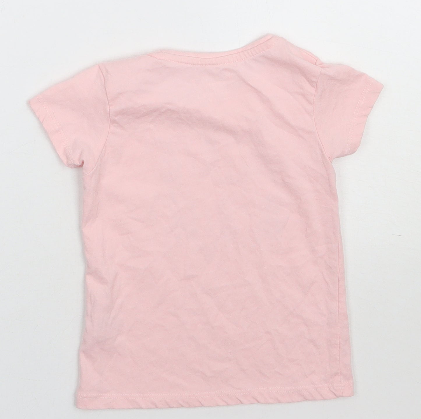 Primark Girls Pink  Cotton Basic T-Shirt Size 4-5 Years Crew Neck Pullover - Shine Bright