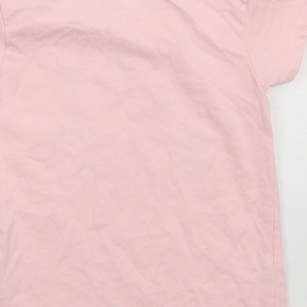 Primark Girls Pink  Cotton Basic T-Shirt Size 4-5 Years Crew Neck Pullover - Shine Bright