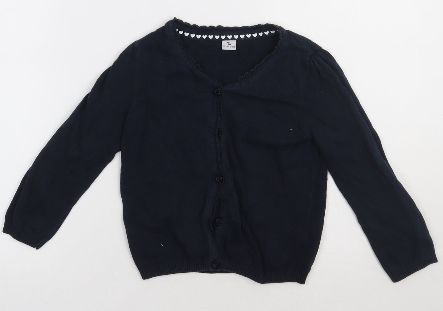 sainsburys Girls Blue V-Neck  Cotton Cardigan Jumper Size 6 Years  Button - school Wear