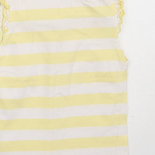 Nutmeg Girls Yellow Striped Cotton Basic T-Shirt Size 2-3 Years Crew Neck Pullover