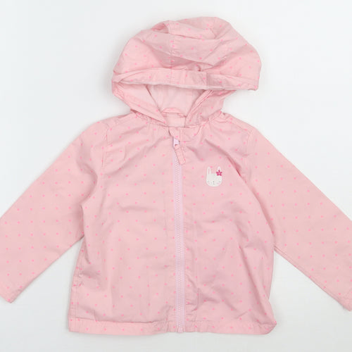 George Girls Pink Polka Dot  Jacket  Size 2 Years  Zip - Rabbit