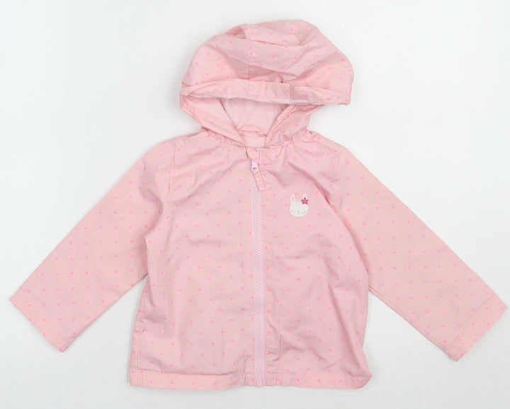 George Girls Pink Polka Dot Jacket Size 2 Years Zip - Rabbit