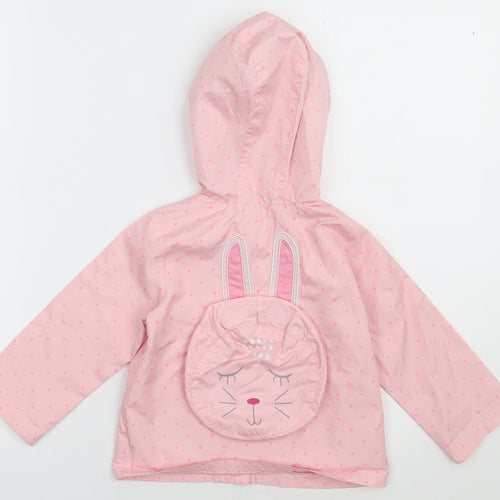George Girls Pink Polka Dot  Jacket  Size 2 Years  Zip - Rabbit