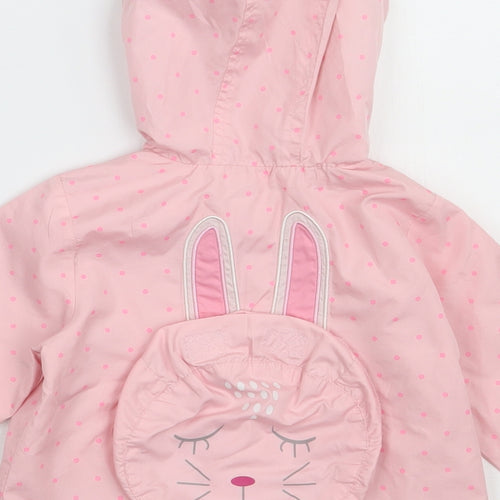 George Girls Pink Polka Dot  Jacket  Size 2 Years  Zip - Rabbit