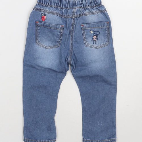 NEXT Girls Blue  Cotton Capri Jeans Size 12-18 Months  Tie