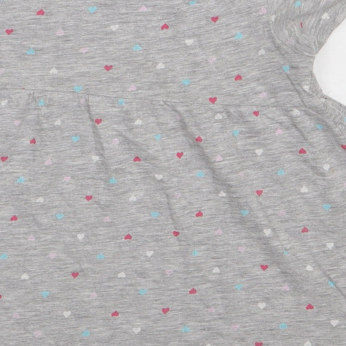 H&M Girls Grey Polka Dot Cotton A-Line  Size 2 Years  Crew Neck Pullover - heart print