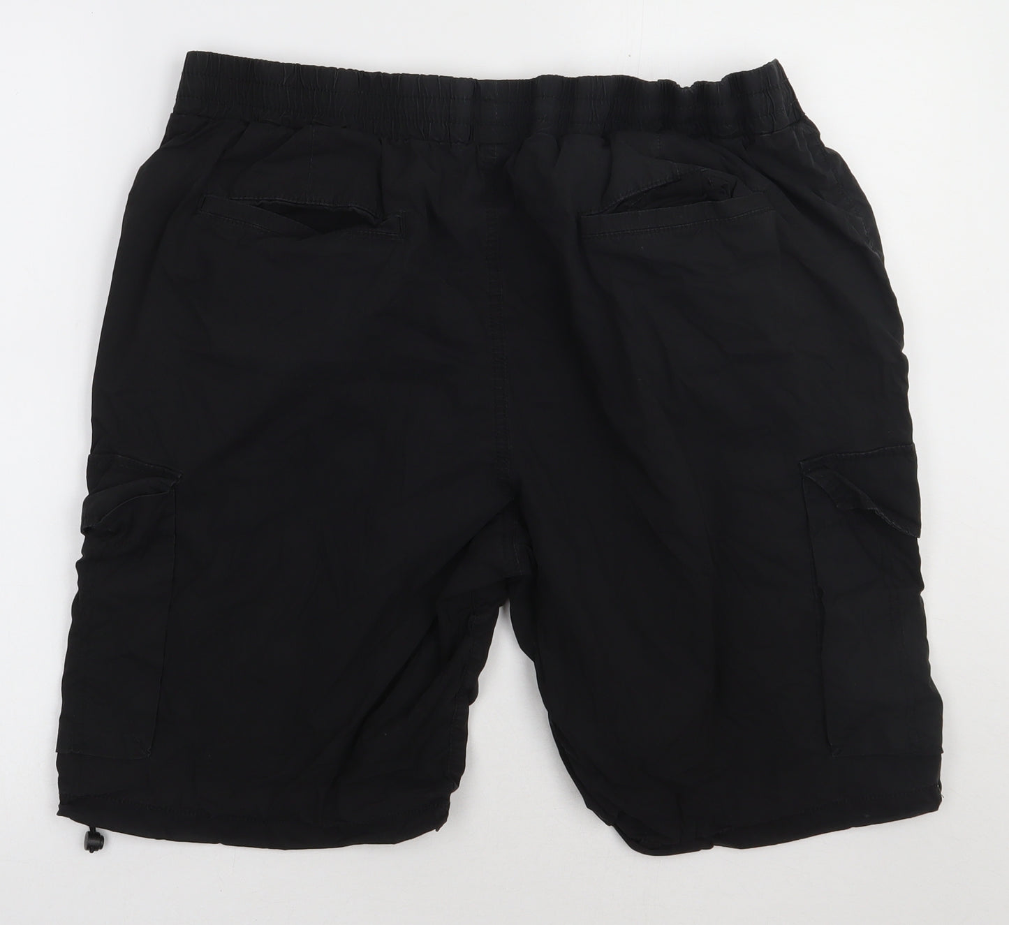 George Mens Black  Cotton Cargo Shorts Size XL L10 in Regular Button