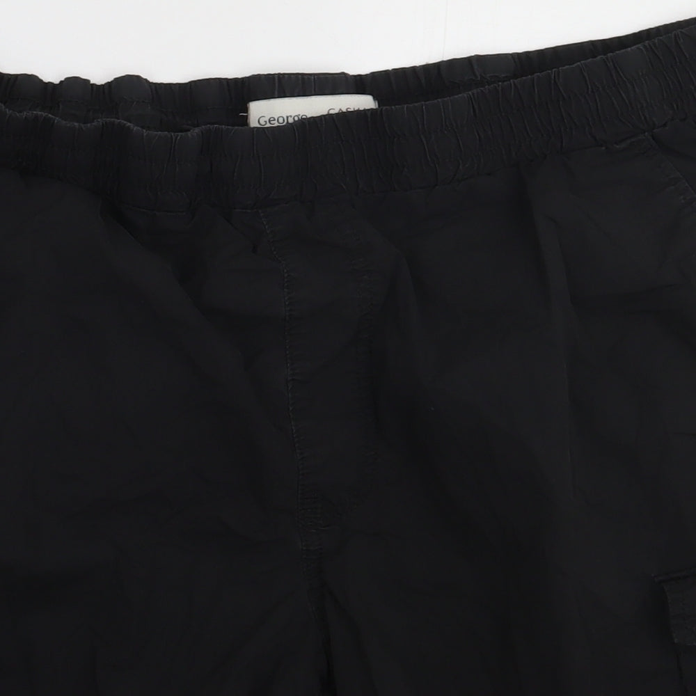 George Mens Black  Cotton Cargo Shorts Size XL L10 in Regular Button
