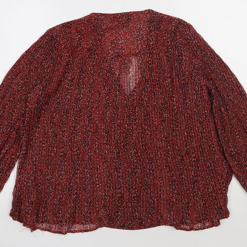 Topshop Womens Red Animal Print Polyester Basic Blouse Size 8 V-Neck