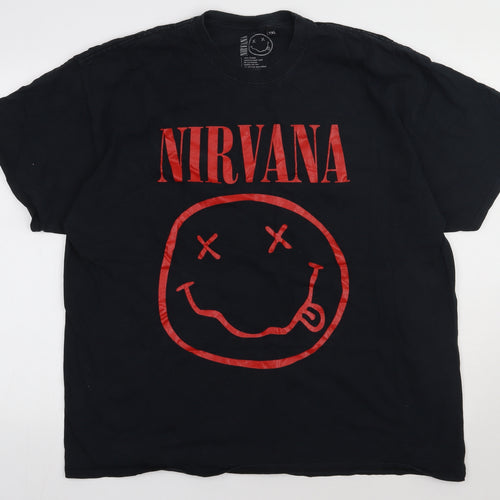 Nirvana Mens Black  Cotton  T-Shirt Size 2XL Crew Neck