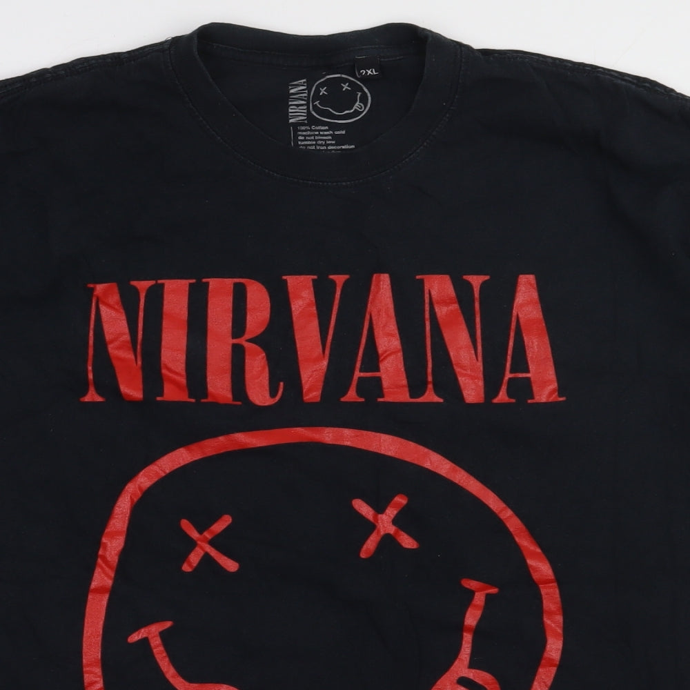 Nirvana Mens Black  Cotton  T-Shirt Size 2XL Crew Neck