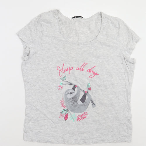 sainsburys Womens Grey  Cotton  Pyjama Set Size 14   - Sleep all day sloth