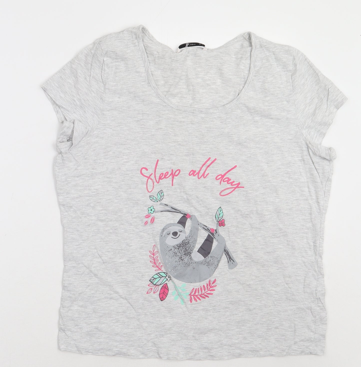 sainsburys Womens Grey  Cotton  Pyjama Set Size 14   - Sleep all day sloth