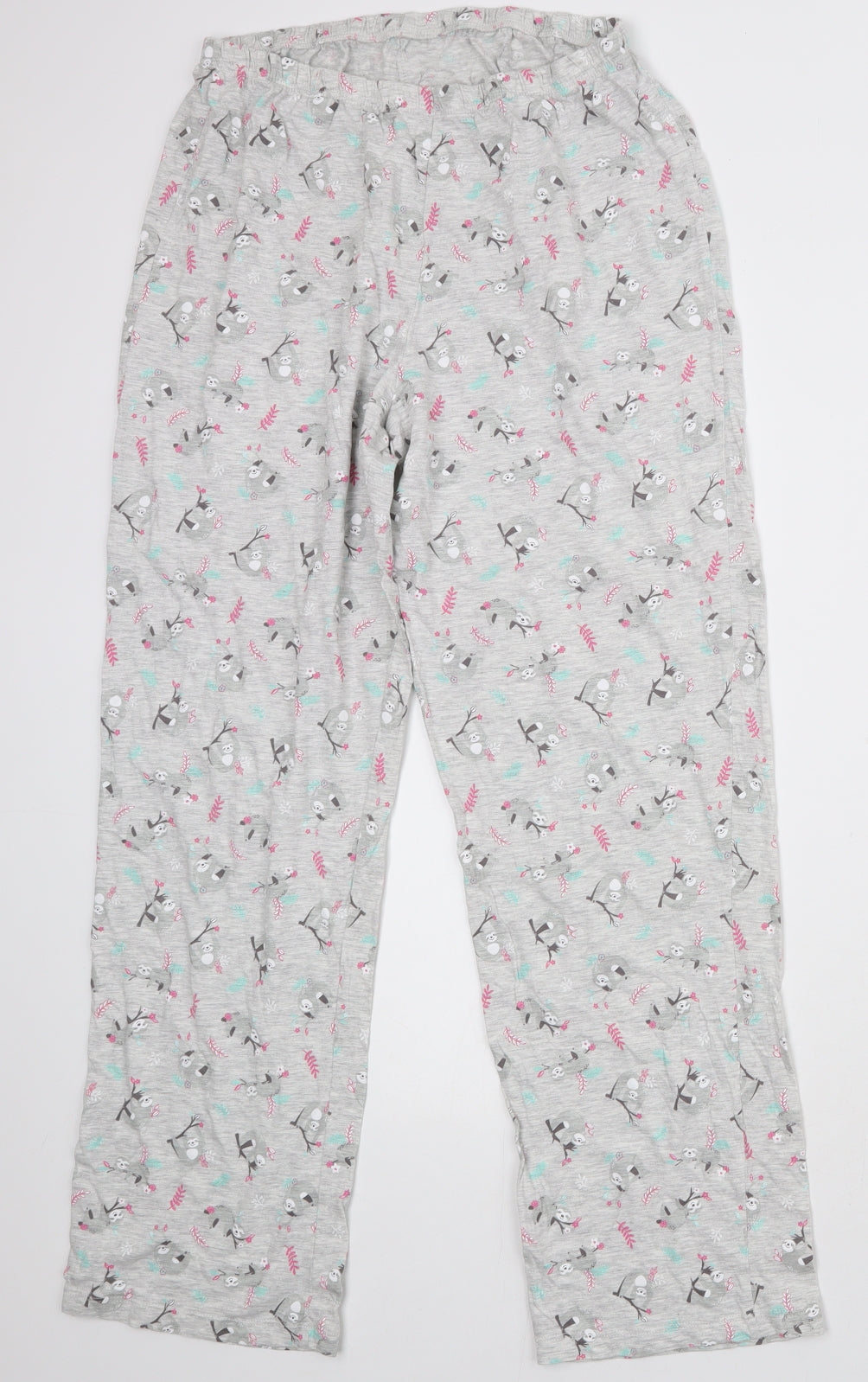 sainsburys Womens Grey  Cotton  Pyjama Set Size 14   - Sleep all day sloth