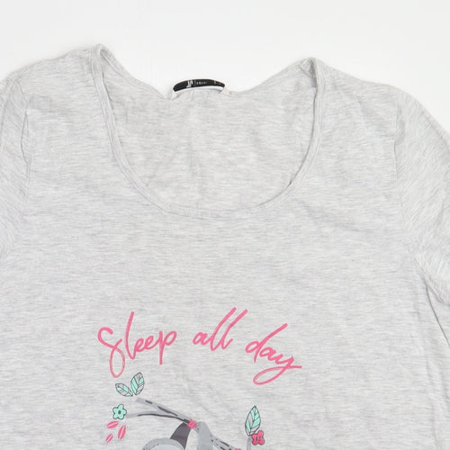 sainsburys Womens Grey  Cotton  Pyjama Set Size 14   - Sleep all day sloth