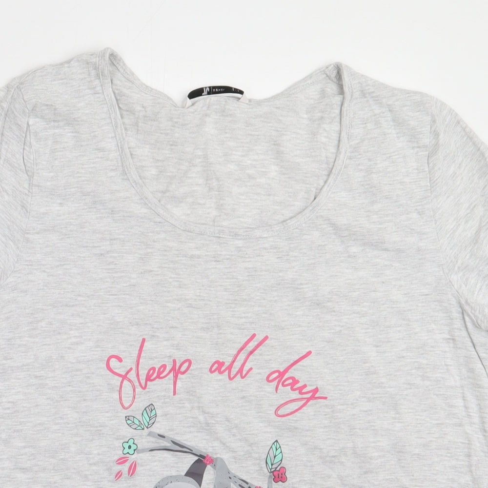 sainsburys Womens Grey  Cotton  Pyjama Set Size 14   - Sleep all day sloth