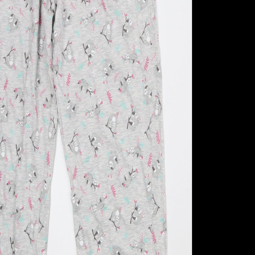 sainsburys Womens Grey  Cotton  Pyjama Set Size 14   - Sleep all day sloth