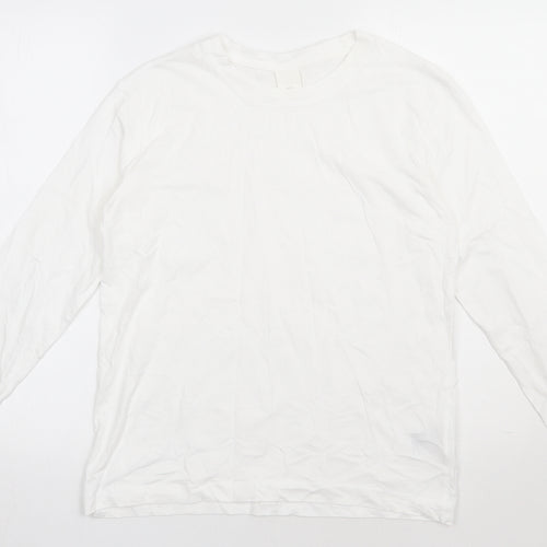 H&M Mens White  Cotton Pullover Sweatshirt Size S