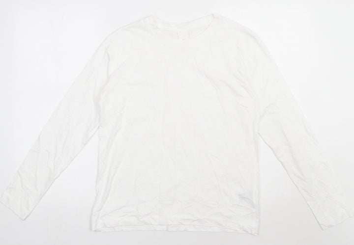 H&M Mens White Cotton Pullover Sweatshirt Size S