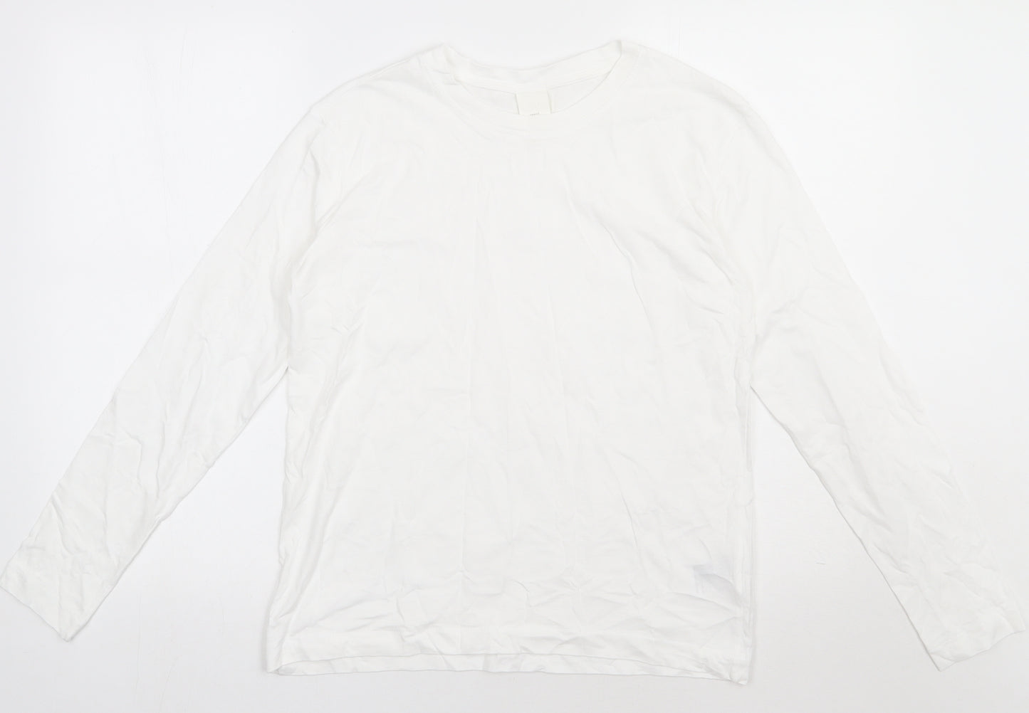 H&M Mens White  Cotton Pullover Sweatshirt Size S