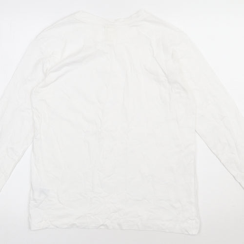 H&M Mens White  Cotton Pullover Sweatshirt Size S