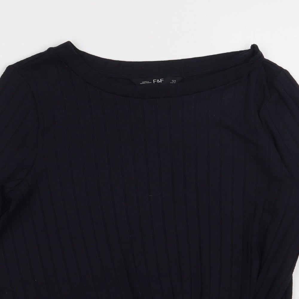 F&F Womens Blue  Polyester Pullover Sweatshirt Size 10  Pullover - ribbed fabric