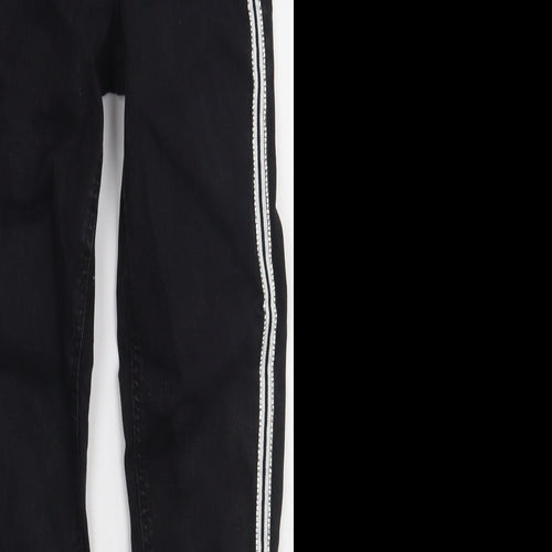 Primark Womens Black Striped Cotton Skinny Jeans Size 6 L27 in Regular Button