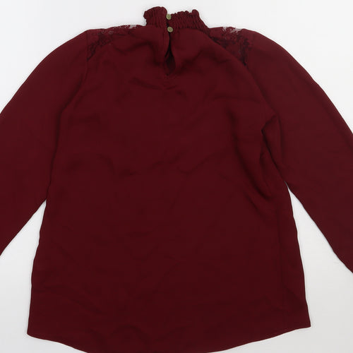 Select Womens Red  Polyester Basic Blouse Size 6 Collared