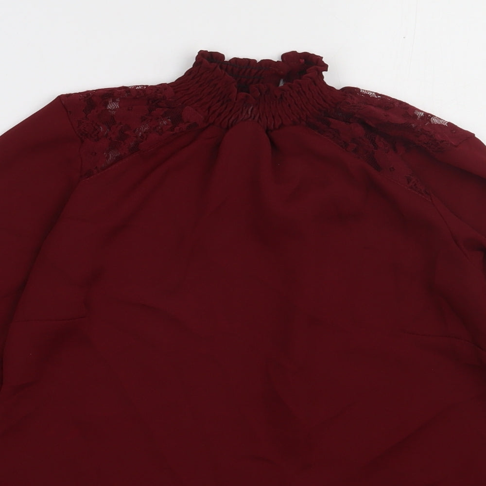 Select Womens Red  Polyester Basic Blouse Size 6 Collared