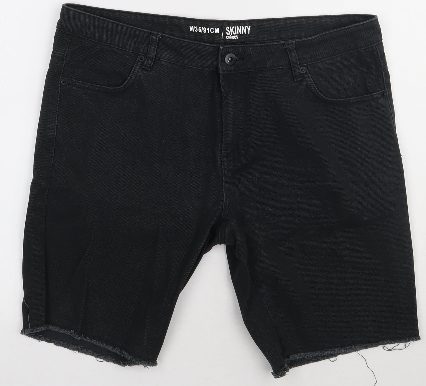 pep&co Mens Black  Cotton Bermuda Shorts Size 36 L12 in Regular Button