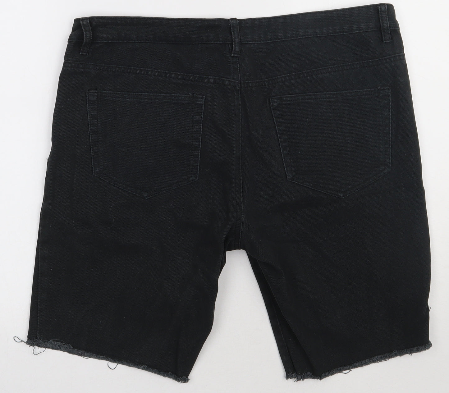 pep&co Mens Black  Cotton Bermuda Shorts Size 36 L12 in Regular Button