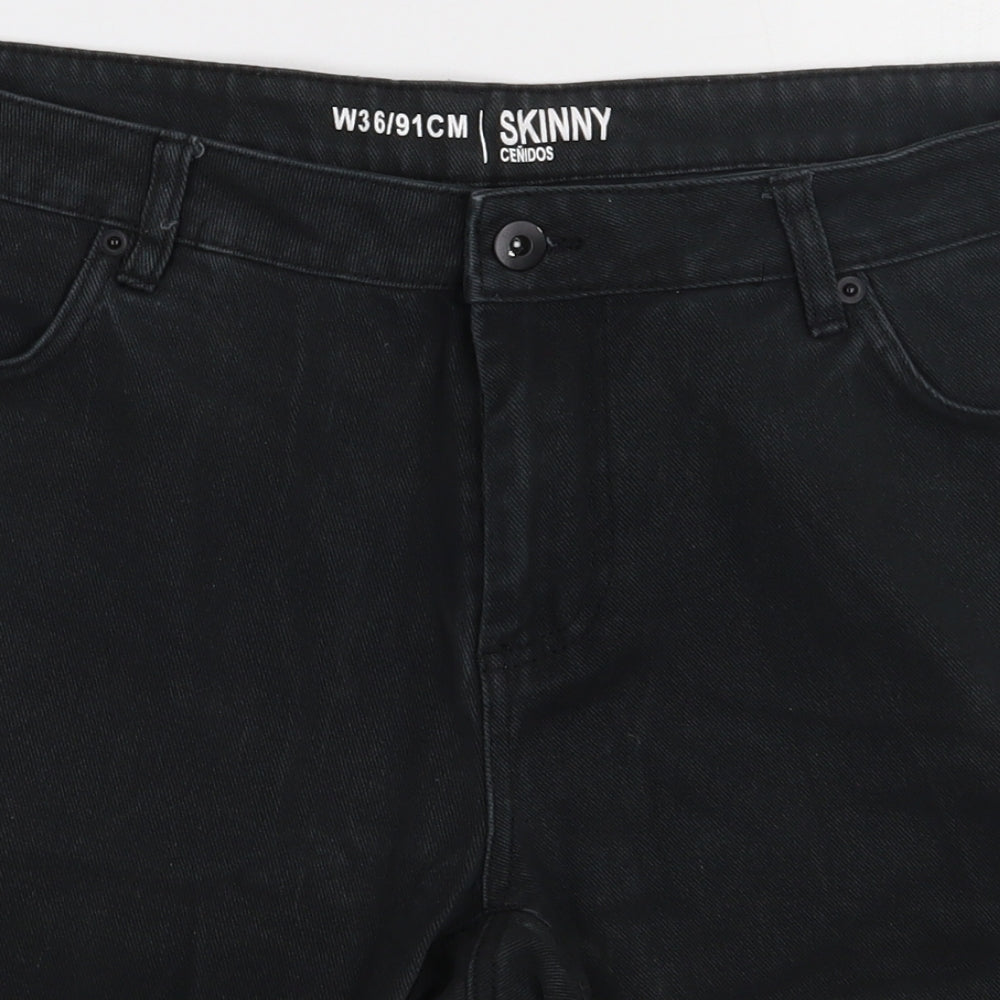 pep&co Mens Black  Cotton Bermuda Shorts Size 36 L12 in Regular Button