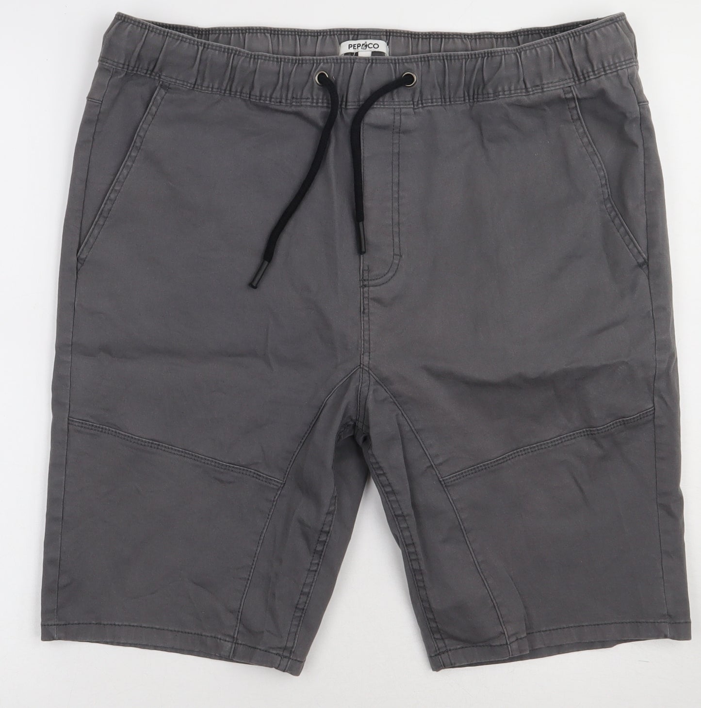 pep&co Mens Grey  Cotton Chino Shorts Size L L12 in Regular Tie