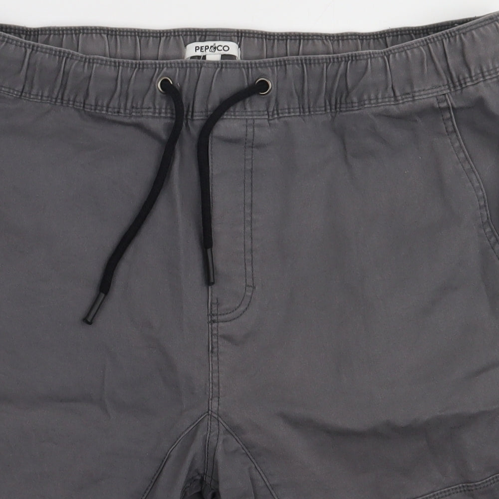 pep&co Mens Grey  Cotton Chino Shorts Size L L12 in Regular Tie